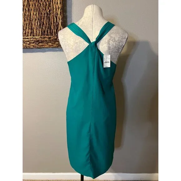 J Crew Dress Kelly Green 12 Faux Silk Racerback Side Zip Shift Sleeveless NWT - Picture 5 of 8